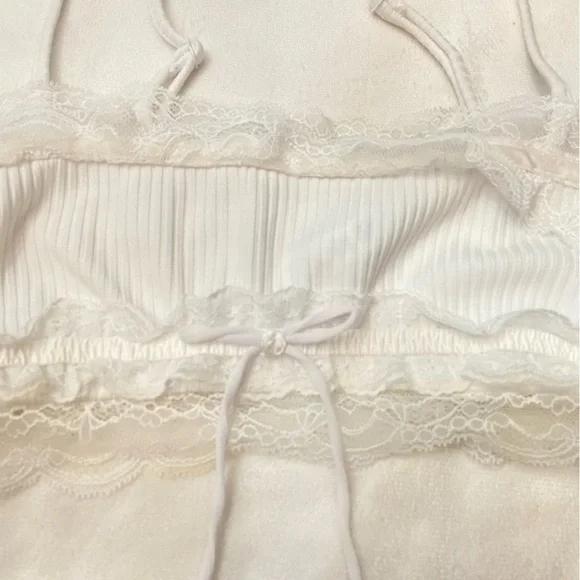 New! For Love & Lemons Dahlia White Sleep Bralette Top 3815 - Picture 3 of 8